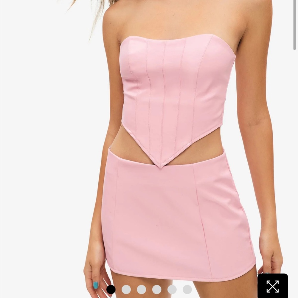Faux Pink Leather Crop Top and Mini skirt set
